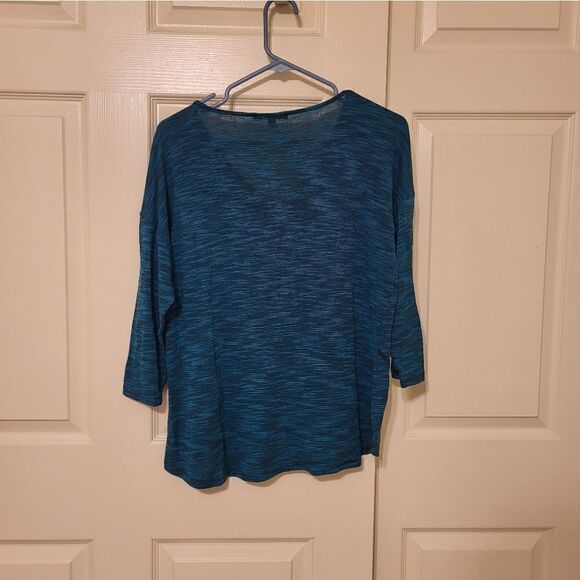Cable & Gauge half sleeve teal v-neck blouse - Picture 6 of 6